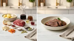 Boeuf à la Mode: Rinderschmorbraten in Rotwein, der im Ofen butterzart wird