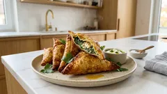 Arabische Teigtaschen mit Spinat und Ziegenkäse – knusprig gebraten, innen saftig