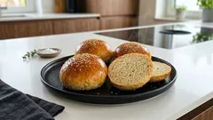 Fluffige Sauerteig-Burger-Buns über Nacht – mit Dinkel, Honig und Sesam