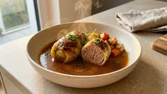 Kohlrouladen wie bei Oma: saftig geschmort im Bräter und mit würziger Sauce