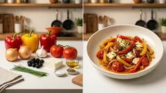 Paprikapfanne mit Schafskäse: mediterran, schnell gemacht und richtig aromatisch