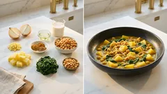 Cremiges Spinat-Curry mit Kichererbsen – mit knackigen Erdnüssen