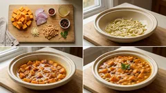 Vegane Kürbis-Tajine mit Kichererbsen – würzig-süß und in 30 Minuten fertig