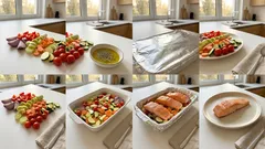 Norwegischer Lachs auf Ofengemüse: saftig unter Folie, ganz unkompliziert