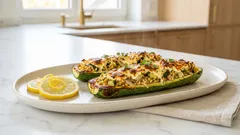 Gefüllte Zucchini aus dem Ofen: Bulgur-Feta-Füllung, die saftig bleibt