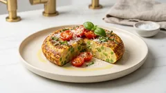 Mediterrane Tortilla aus der Pfanne: mit Kartoffeln, Tomaten und Parmesan