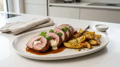 Kalbsröllchen mit Mozzarella & Parmaschinken – entspannt aus dem Ofen mit Rosmarinkartoffeln