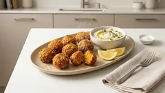 Knusprige Möhren-Falafeln mit Tahini-Joghurt-Dip – saftig und einfach gemacht