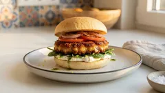 Forellen-Burger zuhause: knusprige Patties mit Schmand, Spinat und Tomate