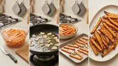 Süßkartoffelpommes aus dem Ofen – mit Avocadodip in 10 Minuten angerührt