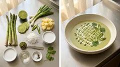Spargelcremesuppe mit Kokosmilch: grüner Spargel, Curry und Limette ganz einfach