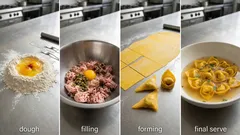 Gefüllte Safran-Teigtaschen in Brühe – mit Kalb, Kapern und Sardellen