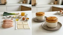 Mini Chicken Pot Pie mit Lauch: cremige Füllung unter knusprigem Blätterteig