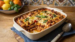 Mediterraner One-Pot-Pasta-Auflauf – Nudeln garen direkt in der Sauce