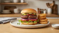 Klassischer Burger mit Zwiebelringen: so bleiben die Patties richtig saftig